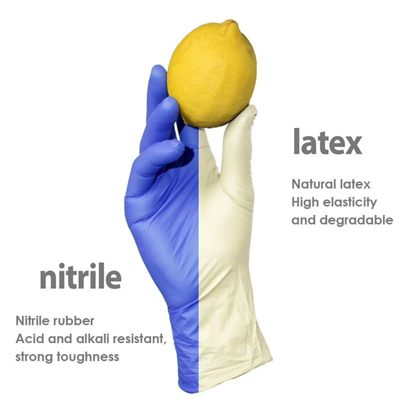Skup 100 sztuk jednorazowe rękawice nitrylowe rękawice gumowe lateks na domowe jedzenie laboratorium gumowe rękawice do czyszczenia wielofunkcyjny narzędzia do domu