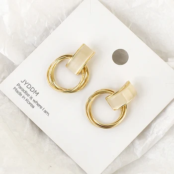 

AENSOA Eye Cat Stone Splice Multilayer Circle Copper Alloy Earrings For Women Geometric Statement Round Drop Earrings Jewelry