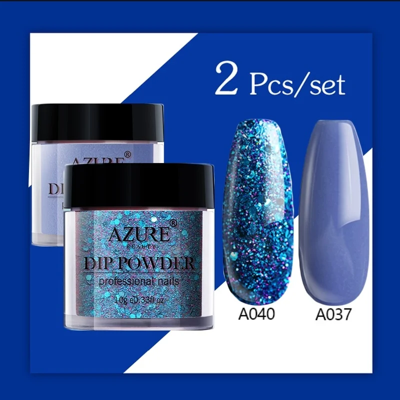 2PCS SET 13 Azure beauty термо Хамелеон погружение пудра Хамелеон дизайн ногтей Dip порошок для ногтей набор натуральный сухой порошок для ногтей - Цвет: 2PCS SET 13