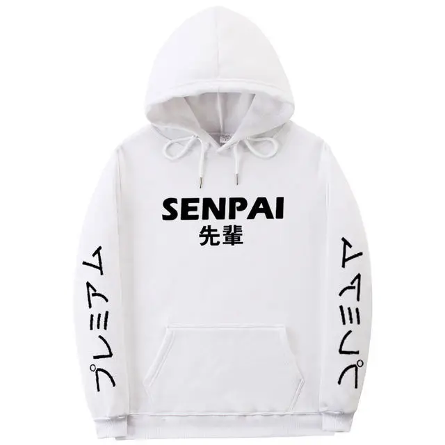 White Black Модная Японская уличная толстовка с капюшоном SENPAI несколько цветов для мужчин и женщин пуловер sudadera hombre черный 2XL JA299 - Цвет: White Black