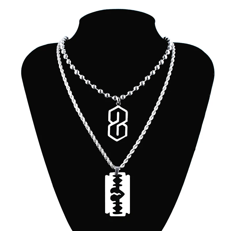 Хип Топ многослойное крест ожерелье Пламя портала 2 лезвия кулон мужчины и женщины ювелирные изделия