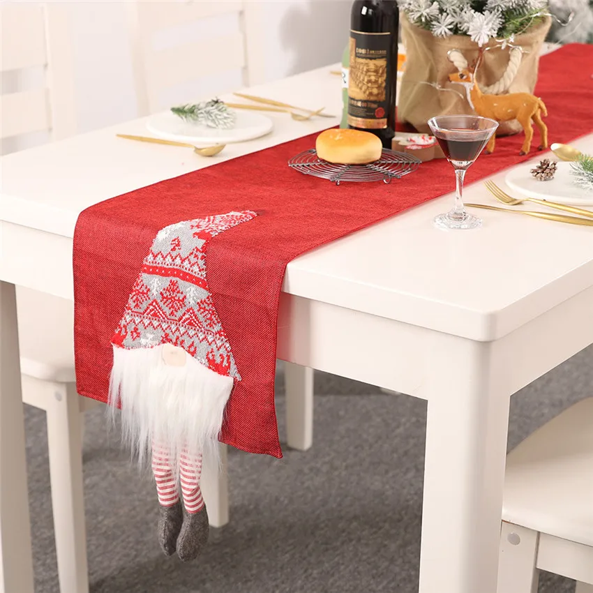 

New Year Table mat Christmas Table Runners 180*33cm Santa Claus Christmas Tree Table Runner Cloth Cover for Home Decoration