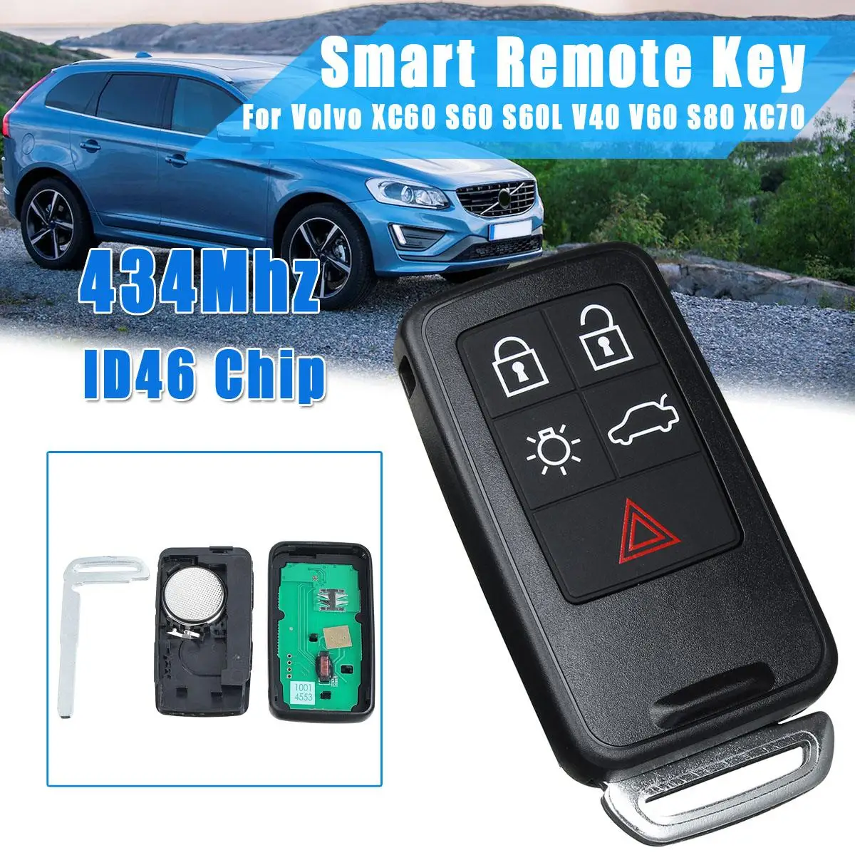 

Smart Remote Key Shell Car Key Case Cover with key insert 5 6 Buttons For Volvo XC60 S60 S60L V40 V60 S80 XC70