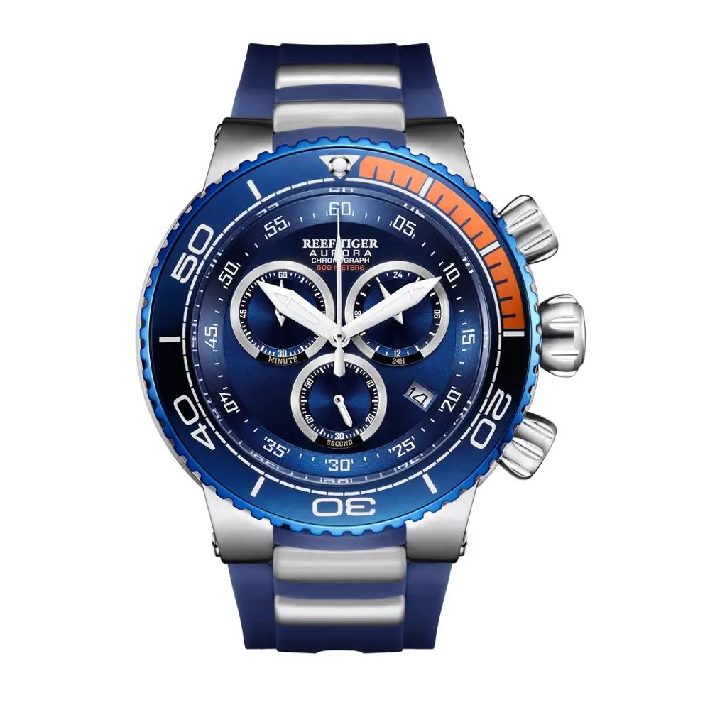 sport watch p5 Мужские часы с хронографом, мужские спортивные наручные часы, светящиеся повседневные водонепроницаемые кварцевые наручные часы Reef Tiger erkek kol saati RGA3168 - Цвет: sport watch p5