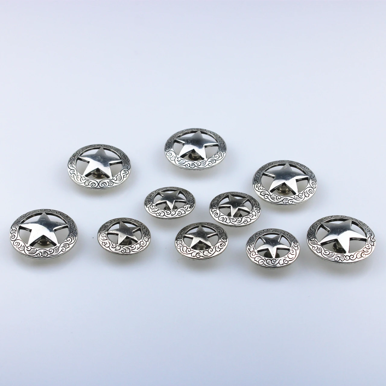 DIY Leather Craft Hardware  Texas Star Concho Antique Silver Finish #601709S-30/38 Clothes Accessories 5