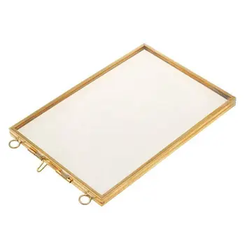 

New Vintage Hanging Metal Photo Frame + Glass and 2 Glass Side gold + transparent 10.2 x 15.3 cm