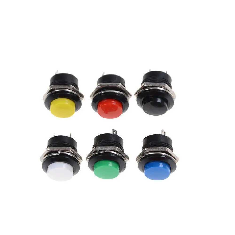 

6 pcs R13-507 Momentary SPST NO Red Round Cap Push Button Switch AC 6A/125V 3A/250V 6color