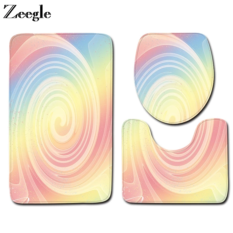 Zeegle Toilet Set Toilet Seat Cover Absorbent Toilet Pedestal Foot Rug Anti-slip Bathroom Doormat Shower Mat 3pcs Bath Mat Set
