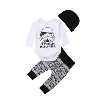 

2020 Newborn Infant Baby Boy Girl Star Wars Tops Romper Pants Hat Outfits Set Clothes