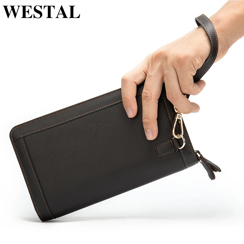 WESTAL кошелек для мужчин из натуральной яловой кожи портмоне держатель карт клатч