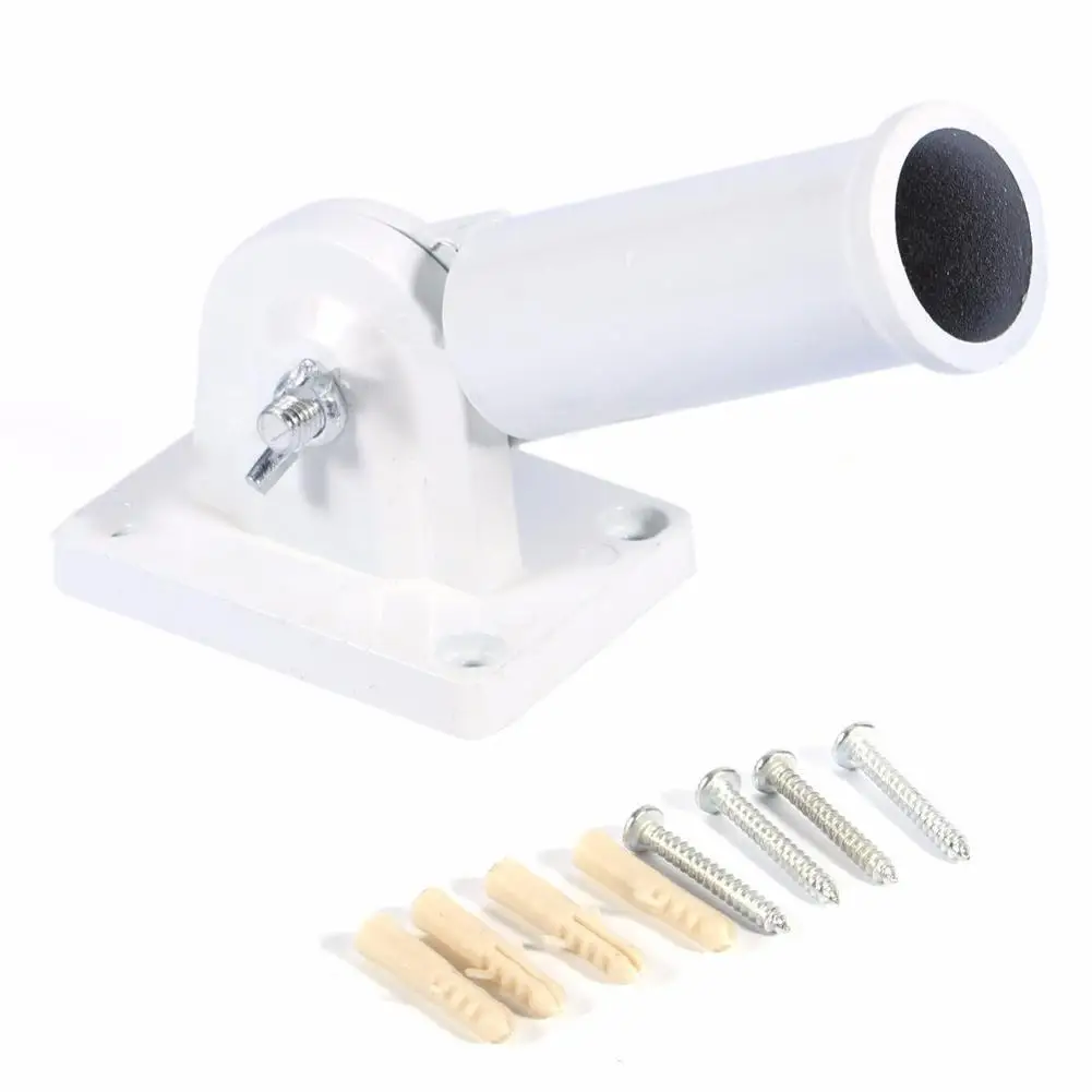 Aluminum White Adjustable Wall Mount Flagpole Holder Bracket Heavy Duty Rust Proof Coated Street Lamp Flag Pole Shelf Stand Base