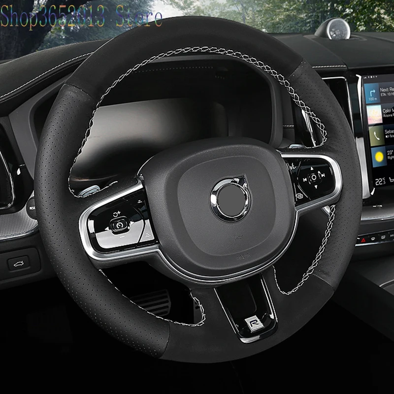 1 шт. для Volvo XC60- Натуральная Кожа DIY крышка рулевого колеса автомобиля аксессуары для укладки - Название цвета: B