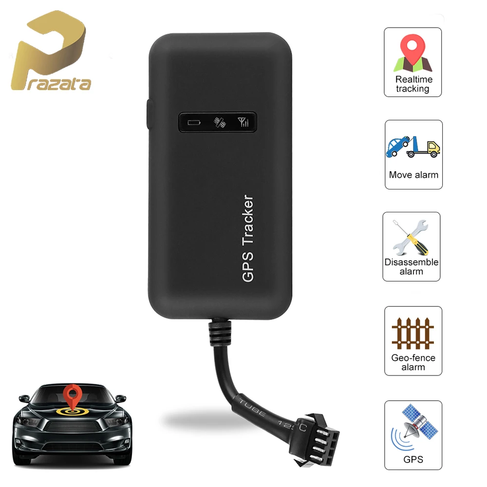 

Prazata Car GPS Tracker GT02A Relay GPS Tracker Car 2G GSM Vehicle Tracking Locator Remote Cut off Fuel Shock Alarm Free Web APP