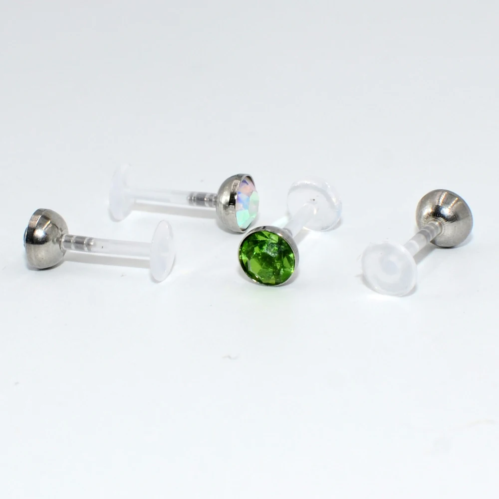Body Piercing Jewelry 1pcs Bioflex Flexible PTFE Labret Stud CZ Gem Crystal Press Fit Ear Tragus Cartilage Helix Earrings New Body Piercing Jewelry piercing jewelry,body piercing earrings,ear piercing jewelry,body piercing jewelry,body jewelry