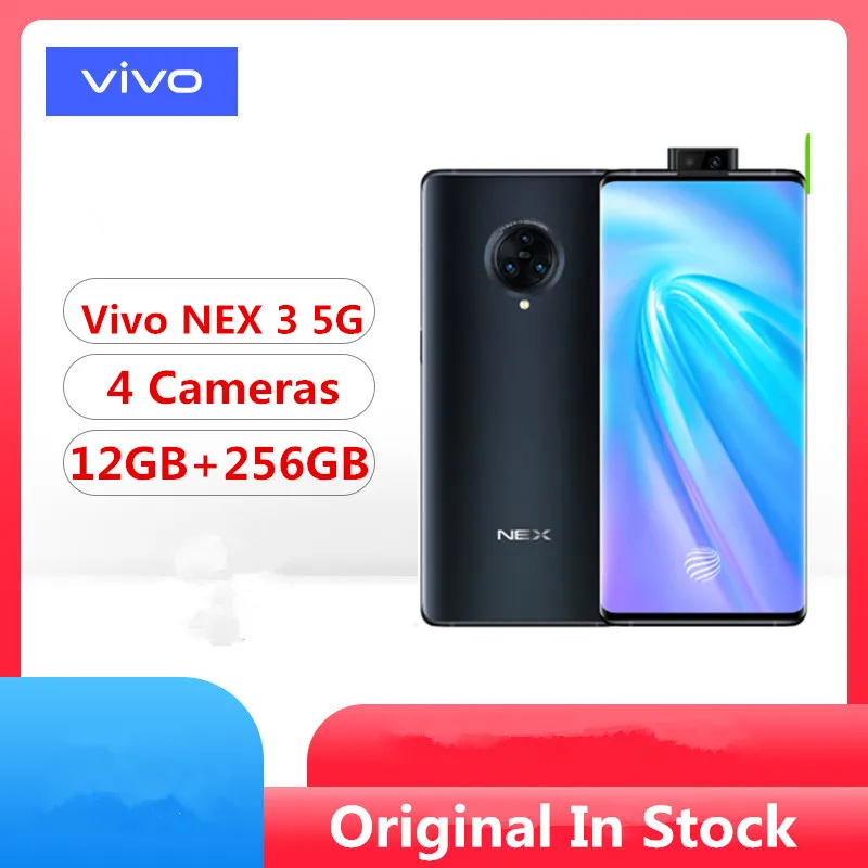 Vivo Nex 3 5G Смартфон Snapdragon 855 Plus 6,8" Super Amoled 12 Гб ОЗУ 256 Гб ПЗУ 64,0 Мп+ 16,0 Мп+ 13,0 МП+ 13,0 МП 44 Вт Супер зарядка