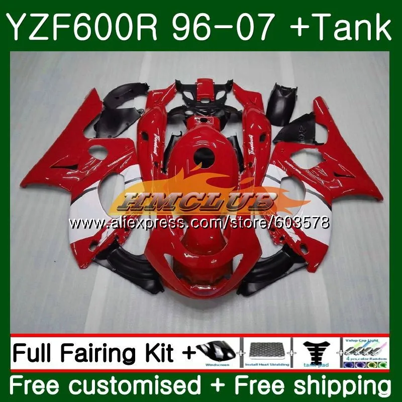 Корпус для YAMAHA Thundercat YZF 600R YZF-600R 1996 2007 52CL. 35 YZF600R 96 97 98 99 00 01 02 03 04 05 06 07 белые, красные обтекатели