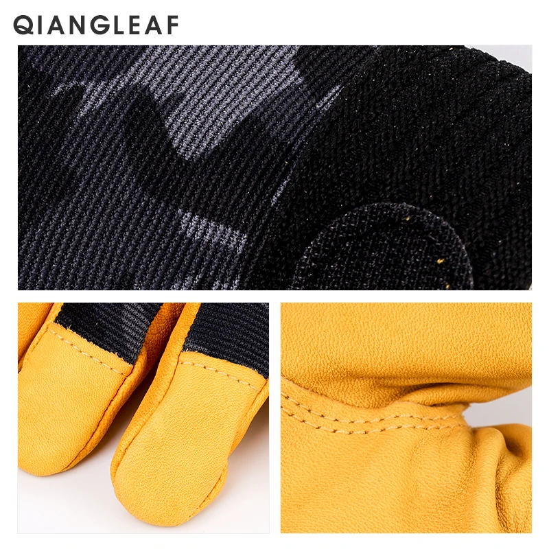 QIANGLEAF, брендовые рабочие перчатки, рабочие перчатки, защитные перчатки, верхний слой, Воловья ткань, защита водителя, тактика безопасности, рукавица 508MC
