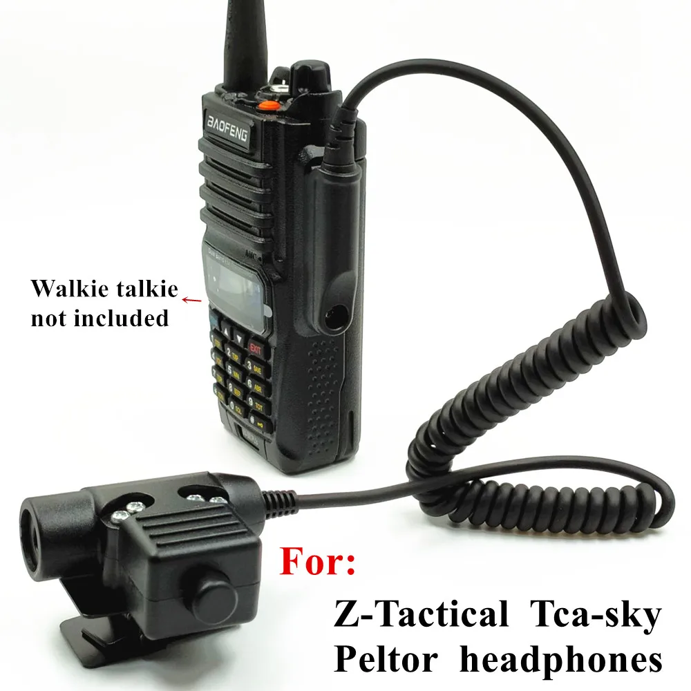 For  Z-Tactical TCA-SKY PELTOR Headset NATO  U94 PTT for Baofeng UV-XR  A58 UV9R UV-9R Plus GT-3WP UV-5S  Radio Walkie Talkie a58 z tactical ptt for baofeng uv9r uv 9r plus uv xr bf a58 radio walkie talkie comtac msa earmor tca tri nato headset u94 ptt1