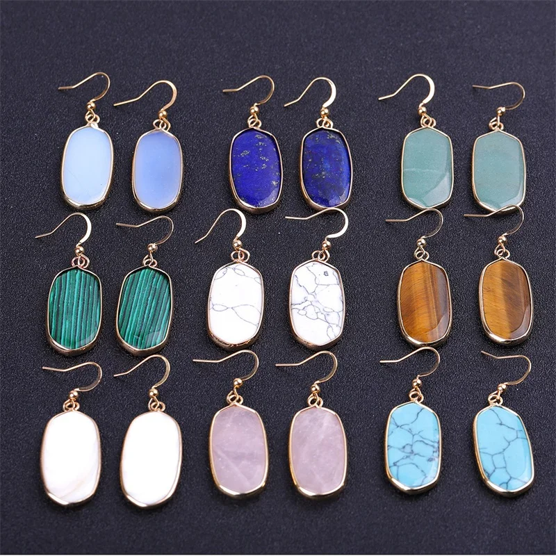 15X30mm Шестигранная каменная серьги в виде геометрических фигур для камня меди и
