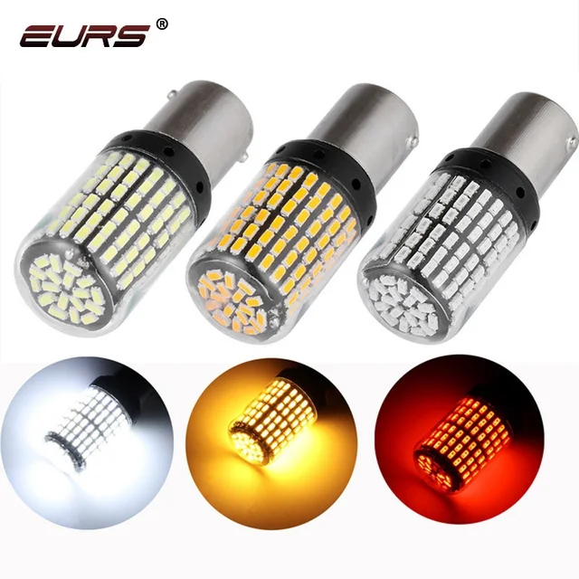 EURS 1x T20 S25 Canbus 1156 1157 LED bulb 3014 144smd LED P21W BAY15D BAU15S LED 7440 7443 Car turn signal brake light 12V