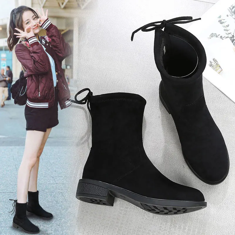 

Martin Boots WOMEN'S Boots Spring And Autumn Single Boots Chic2019 Spring New Style Bootie Low Heel Ankle Boots Short Boots