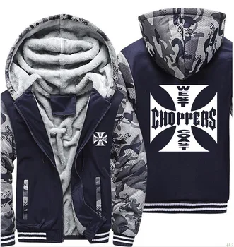 

West Coast Choppers Printed Hoodies Men Camouflage Sweatshirts Winter Warm Thicken Fleece Zipper Coat Jacket harajuku Hoody Male
