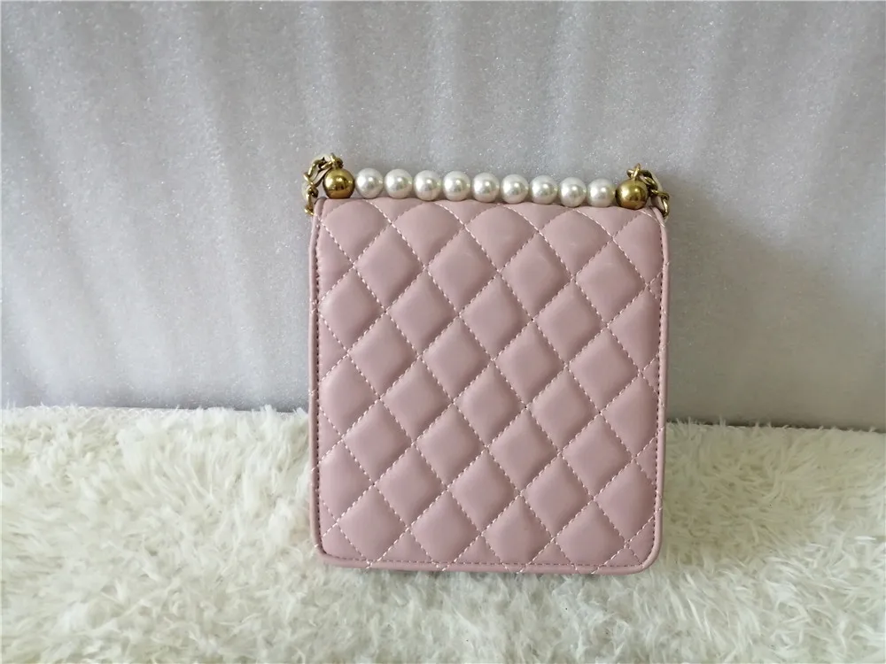 

Fashion Lady Shoulder Messenger Bag Beading Diamond Lattice Chain Woman Handbag Mobile Phone Bag Crossbody Bag