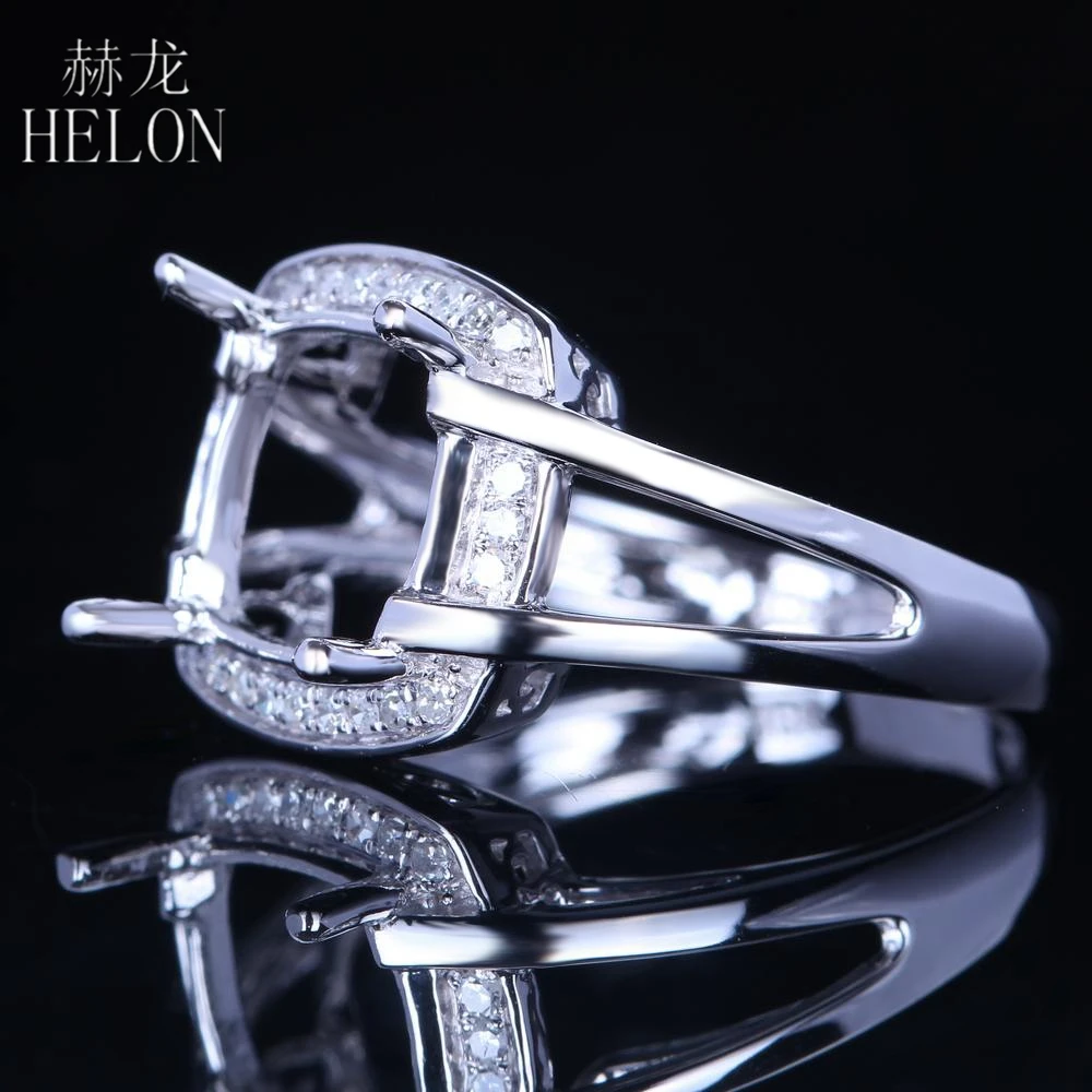 HELON, 14 к, белое золото, для женщин, хорошее ювелирное изделие, натуральный бриллиант, обручение, свадьба, полукрепление, кольцо, установка, подходит для подушки, огранка 9X9 мм