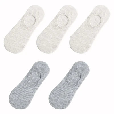 5 Pairs Woman Silicone Non-slip Invisible Socks Summer  Cotton Ankle Solid Color Boat Women's Slippers 35-40EUR Short Socks Lot 23