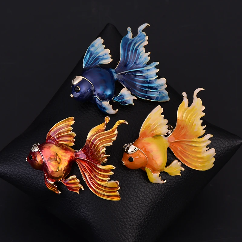 Fashion Gold FIsh Brooch Woman Men's Animal Red Fish Corsage Coat Pin Buckle Sweater Badge Brooches Accessories