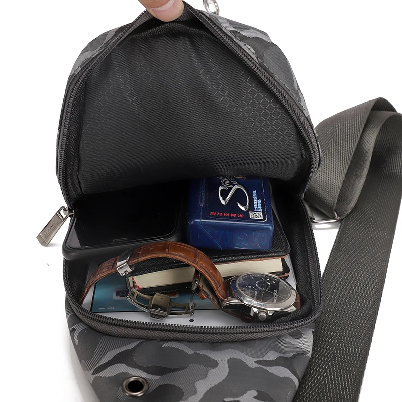 Камуфляжная оксфордская ткань мужская нагрудная сумка модная устойчивая к царапинам безопасная сумка-мессенджер черная