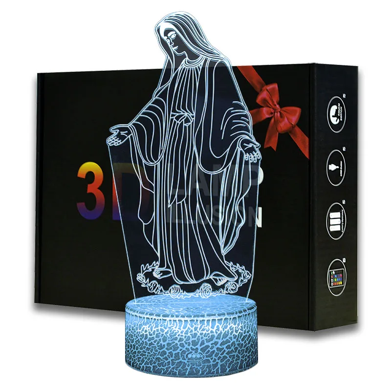 Christian Night Lights Virgin Mary Model Touching LED Lamp Room Decoration Religion Lights With Remote Control