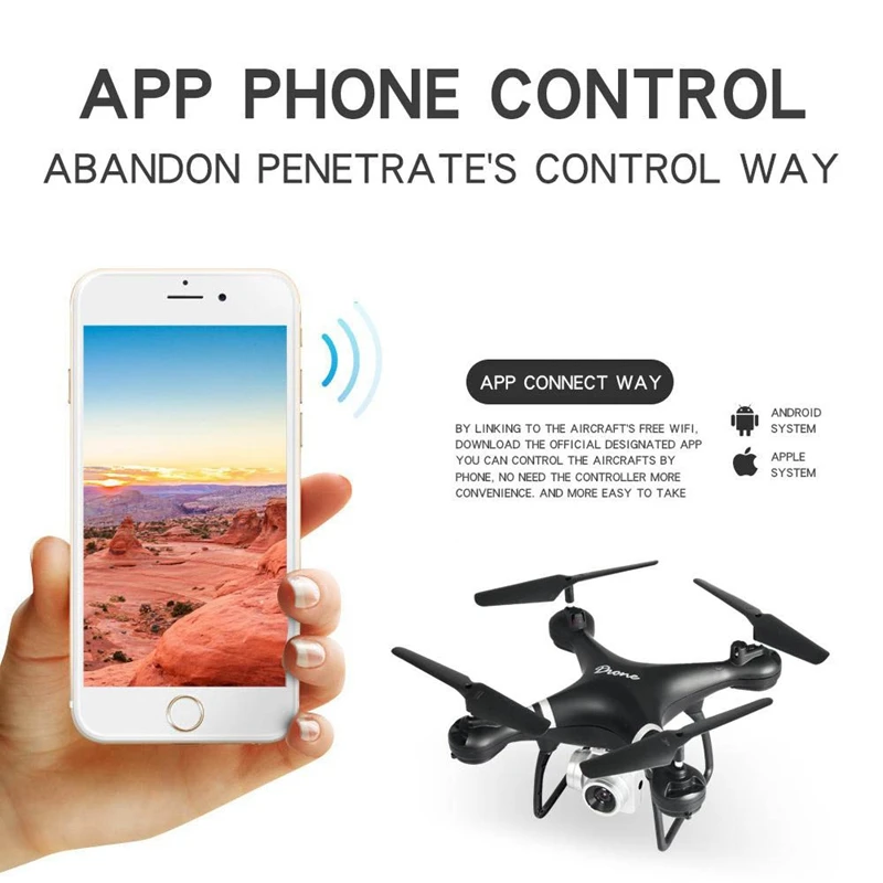 Lf608 Wifi Fpv Rc Дрон Квадрокоптер с камерой получить более длительное время воспроизведения-черный