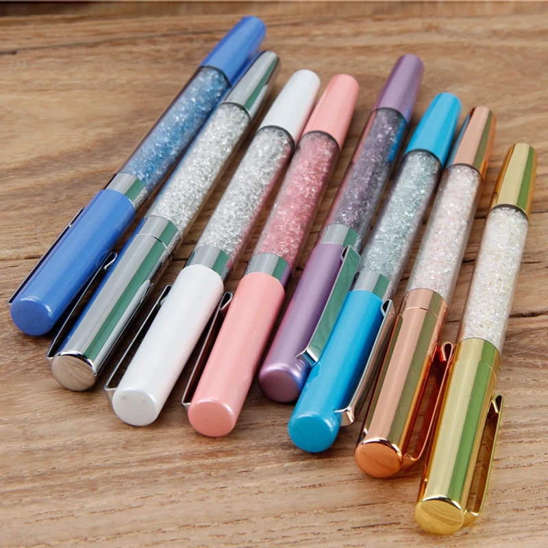 

High Quality Crystal Signature Writing Ballpoint Pen Diamond Gold Silver Office Stationery Gift Ballpoint Pen