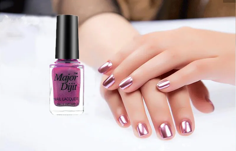 Nusx лак для ногтей металлик волшебный зеркальный эффект, цвета хрома лак для ногтей изысканный 7 мл Лак для ногтей для женщин Быстросохнущий PO023 - Цвет: pink01