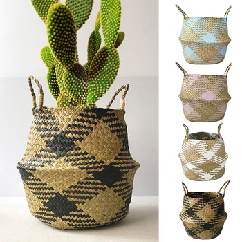 

Storage Baskets Laundry Seagrass Baskets Wicker Hanging Flower Pot Baskets Storage Flower Home Pot panier osier basket for toys