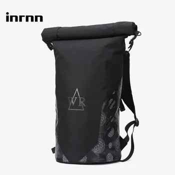 

inrnn Men Outdoor Sports Backpack Fashion Leather Patchwork Backpacks Large Capacity Travel Bag Male 17.3 inch Laptop Backpack