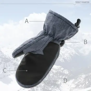

1 Pair Snow Windproof Full Finger Warm Gloves Anti Skid Riding Hand Pad Outdoor Sports Winter Warterproof PU Leather Ski Glove