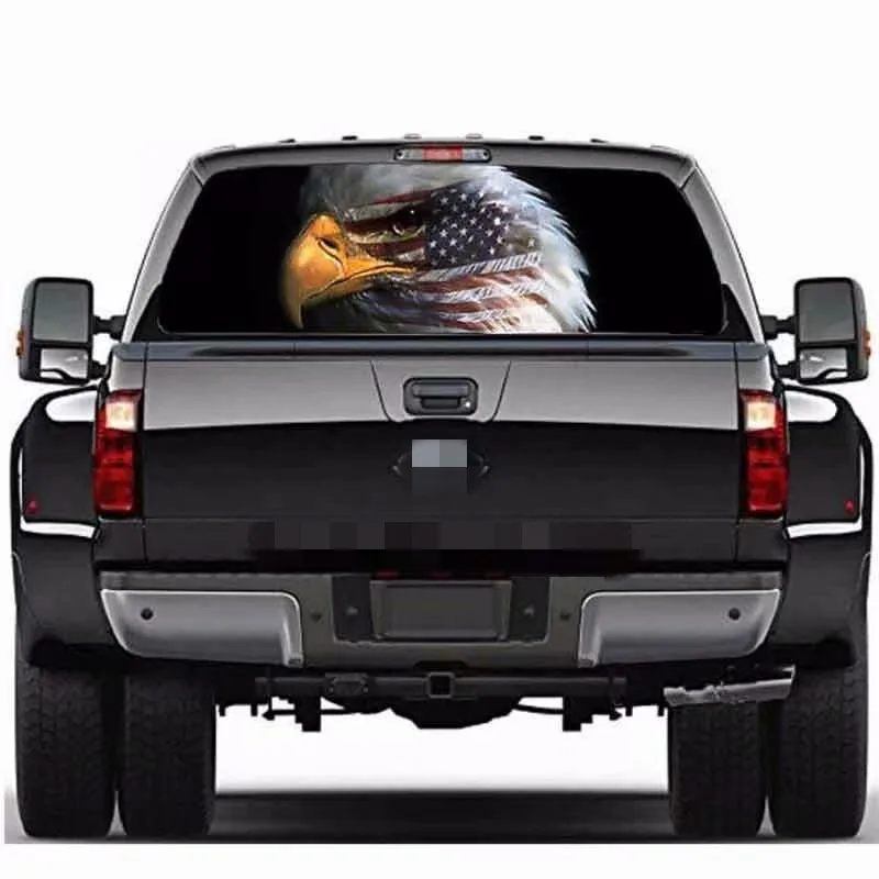  New 2019 Car Sticker Flag Bald Eagle Warbird Flag Face Rear Window Graphic Decal Truck Suv Rear Tai