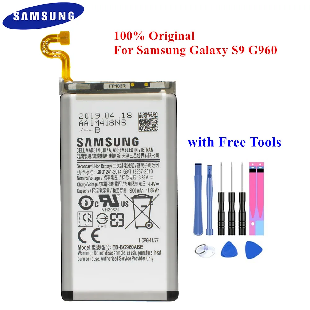 Подлинная Оригинальная батарея EB-BG960ABE для samsung Galaxy S9 SM-G960 SM-G960F SM-G960U SM-G960W G960F/DS G9600 3000 мА/ч+ Инструменты