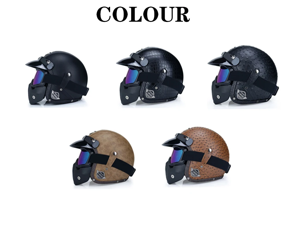 Ручной работы ретро мотоциклетный шлем с открытым лицом 3/4 шлем личностный локомотив шлем для мотокросса кожа Capacete De Motocicleta