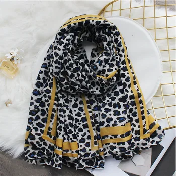 

Wrap Soft Women Scarf Elegant Travel Cotton Blend Autumn Winter Leopard Print Shawl Gift Daily Warm Christmas Long