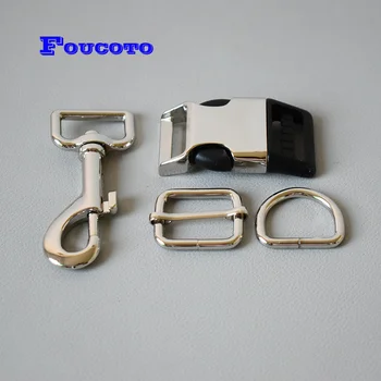 

200 sets metal quick side release buckle D ring 25mm straps belt for dog collar leads doggy rope DIY sewing handmade accessories