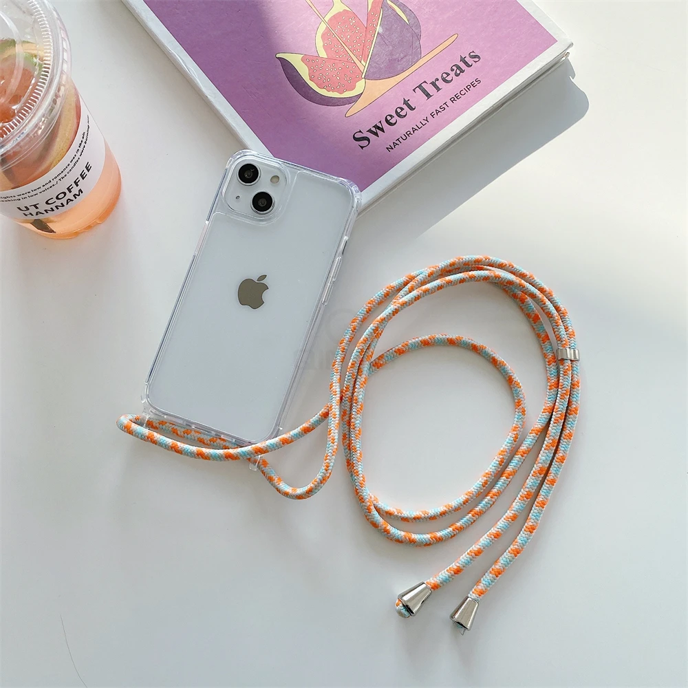 iphone 11 wallet case Crossbody Necklace Cord Lanyard Transparent Case For iPhone 13 12 11 Pro Max Mini 7 8 Plus X XR XS SE 2020 Strap Hang Rope Cover cheap iphone 11 cases