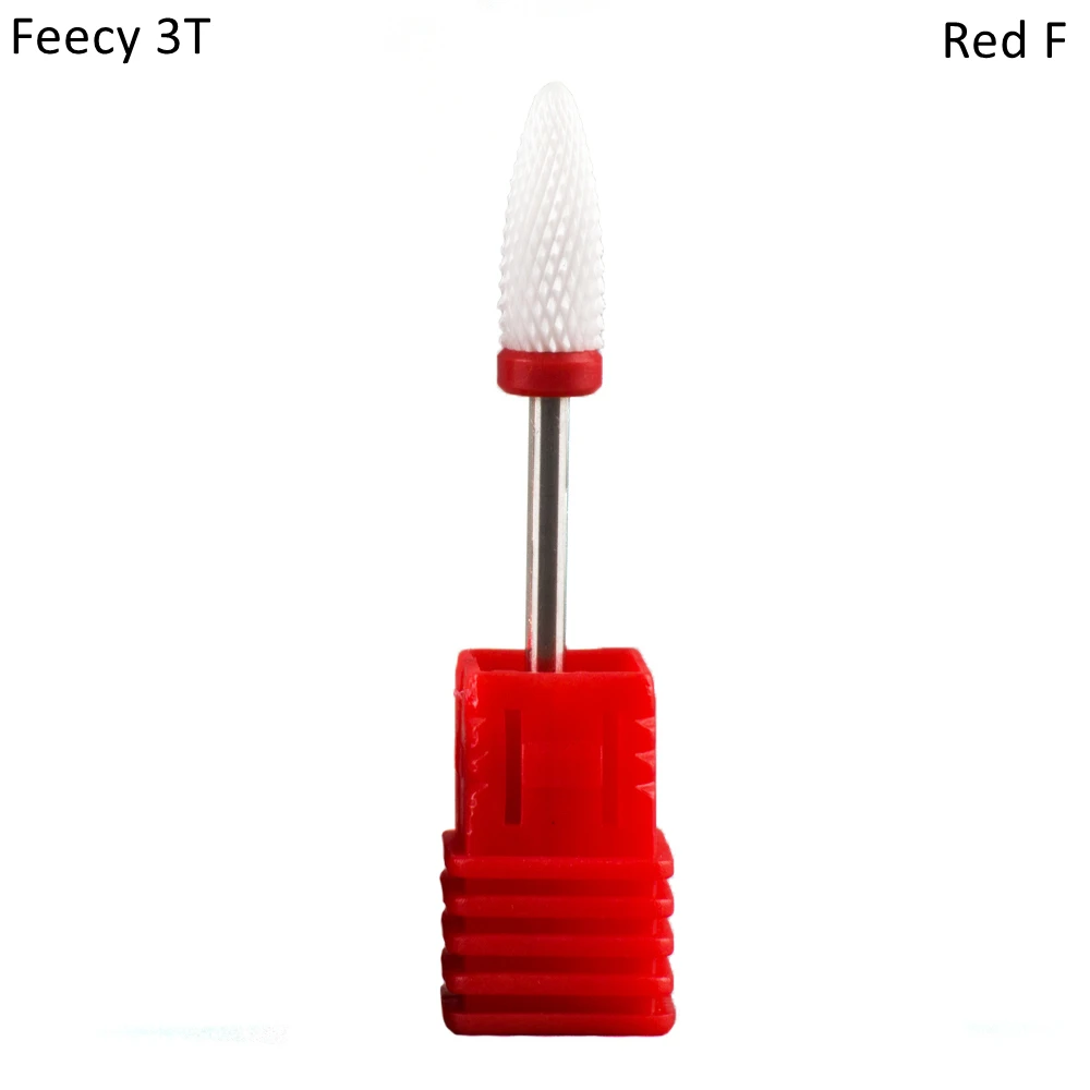 Фреза фрезы для маникюра керамический сверло для ногтей для электрической дрели маникюрный станок frezy ceramic zne do paznokci - Цвет: Feecy 3T Red F