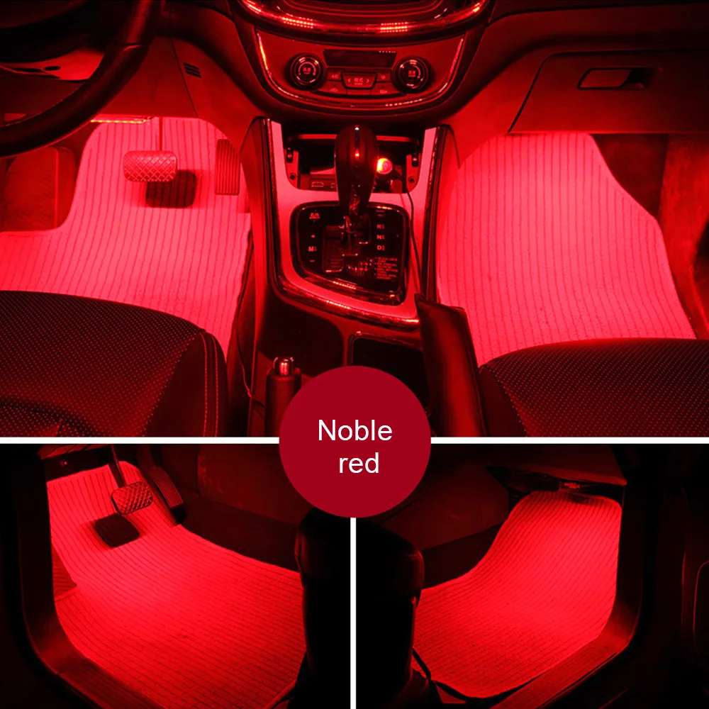 LEEPEE 2 Piece Car LED Dash Floor Foot Strip Light Cigarette Lighter Adapter Interior Decorative Lamp Atmosphere Lamps