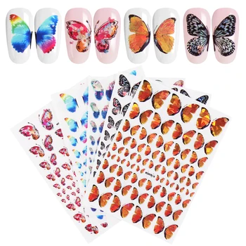 

Fashion Laser Butterfly Holographic Adhesive Nail Stickers Decals Butterflies Acrylic Designs Nail Art Manicure Decoration Tool