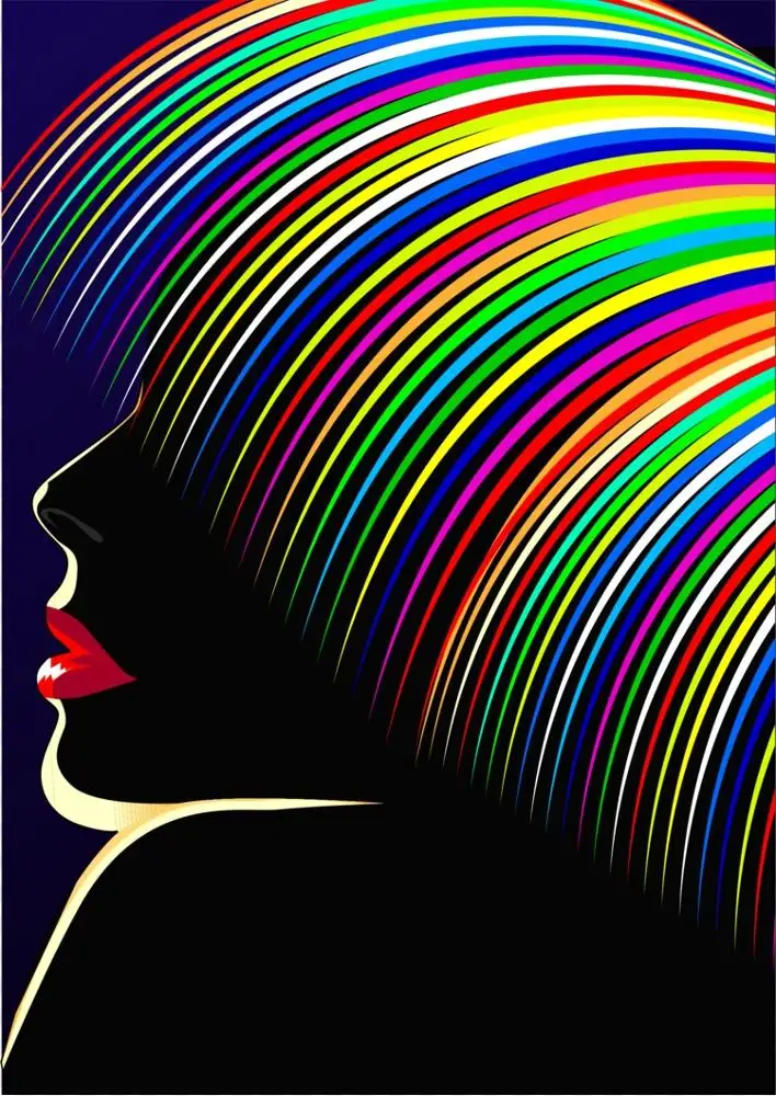 剪影剪贴画-彩虹女剪贴画