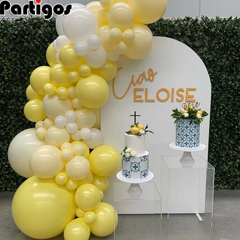 76pcs Pastel Macaron Yellow White Balloon Garland Arch Wedding Baby Shower Birthday Party Backdrop Tape Wall Global Decorations