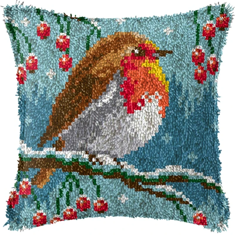 Cartoon Bird Owl Carpet Embroidery Cross-stitch Pillow Tapestry Kits Do It Yourself Latch Hook Pillow Cushion Cover DIY